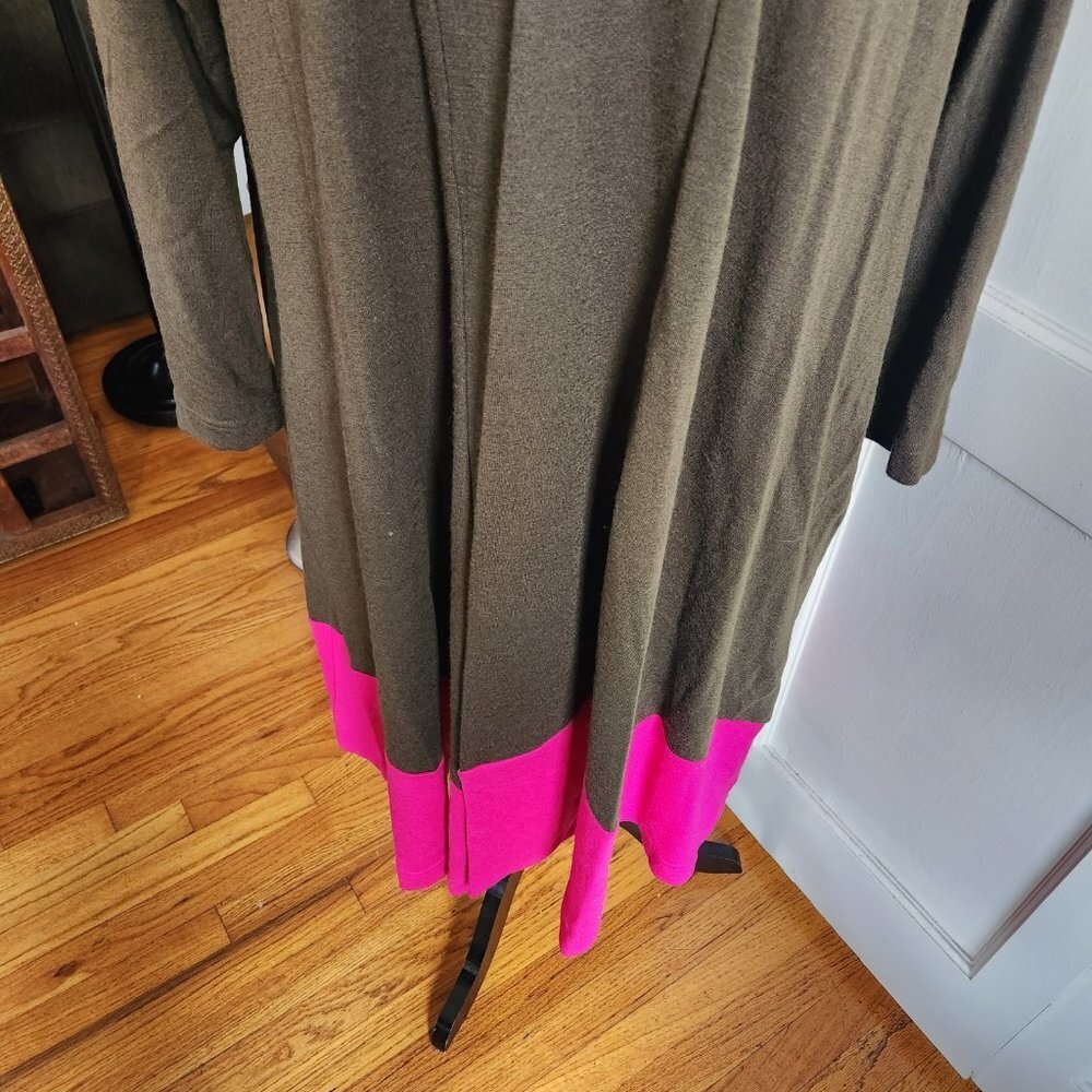 Vintage Joanie Char Wool Color Block Long Duster/Cardigan Sz 10 - Picture 3 of 9